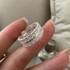 แหวนเงินแท้ S925 สไตล์เกาหลี ดีไซน์เฉพาะตัว ลายลูกไม้ แหวนแฟชั่นเรโทรเรียบง่ายสไตล์เกาหลี - Product Image 2