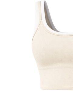 Conjunto de top corto beige y minifalda personalizado para mujer, conjunto deportivo sin mangas de dos piezas, para yoga, gimnasio, fitness, verano, informal. - Product Image 3