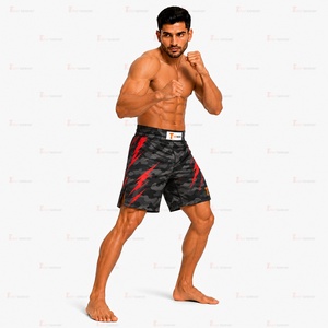 กางเกงกีฬา MMA ผ้าโพลีเอสเตอร์ผสมสแปนเด็กซ์ 175 GSM ทนทาน ยืดหยุ่น เหมาะสำหรับฝึกซ้อมต่อสู้ เอวยางยืด รับผลิตตามแบบ OEM แบรนด์ส่วนตัว - Product Image 4