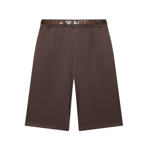 Pantalones Cortos Bermuda de Color Sólido para Mujer, Cintura Media, con Cinturón, Corte Regular, Pantalones Casuales Tejidos - Product Image 5
