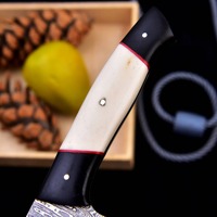 Black Smith 1987 Damascus Staal 8-Inch Koksmes met Beenhandvat, Ultra Scherp, Verstelbare Handgreep, Vaatwasserbestendig