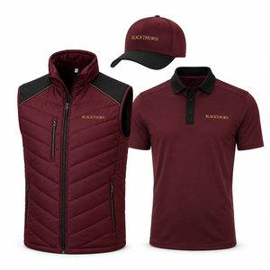 Ensemble de golf personnalisé : Gilet matelassé sans manches pour homme, léger, en toile, avec fermeture éclair sur le devant, pour l'hiver et les activités de plein air - Product Image 1
