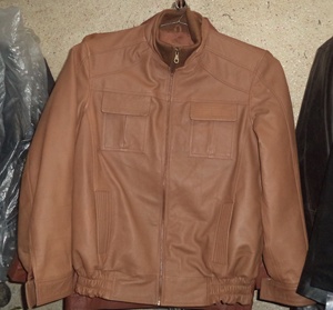 Veste en cuir véritable pour hommes de haute qualité automne col rond fermeture à glissière en gros toile tissu ODM approvisionnement - Product Image 2