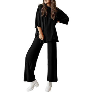 Conjunto Deportivo Informal de 2 Piezas para Mujer, en Algodón Sólido, con Sudadera y Pantalones Deportivos, Corte Holgado, Ecológico - Product Image 4