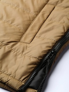 Men's Brown Puffer Jacket Stand Collar Zipper Front Casual Autumn Wear Solid Color Slim Fit Windproof Polyester Wadding - Product Image 5