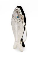 Pochette de soirée en métal argenté en forme de poisson pour femme, sac à main scintillant en cristal, pochette de créateur pour soirée