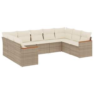 Ensemble de canapés de jardin en rotin PE beige avec structure en acier thermolaqué 100% polyester, meubles de jardin élégants et durables - Product Image 2