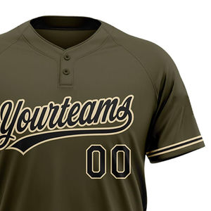 Maillots de baseball rétro authentiques personnalisés verts, T-shirts de baseball à col ras du cou, vêtements de baseball et de softball avec 2 boutons - Product Image 5