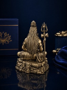 Jaipur Metals Pure Brass Plated Mahadev Idol | 100% Brass Lord <b>Shiva</b> <b>Statue</b> | 4 x 4.5 x 6.1 cm | 55 g | Pooja & Gift - Product Image 6