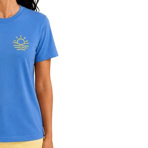 เสื้อยืดผู้หญิงสีฟ้าสกายบลูแบบสั่งทำพิเศษ พิมพ์ลายกราฟิกดวงอาทิตย์ แขนสั้น คอกลม เสื้อลำลอง ผ้าเนื้อนุ่ม แฟชั่นฤดูร้อน - Product Image 4