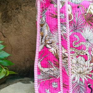 Bolsa de Mano de Algodón Acolchado con Estampado de Jungla, Nueva Llegada, Bolsa de Compras Ecológica Hecha a Mano con Cierre de Cremallera - Product Image 3