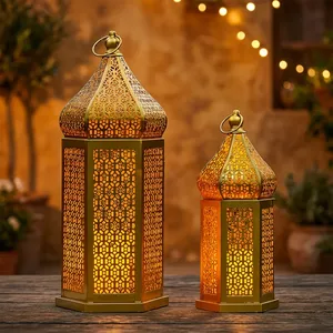 Vintage Black Iron Portable Tall/<b>Large</b> <b>Candle</b> Lanterns Hanging <b>Candle</b> Holder for Home Decoration Garden Living Room Parties - Product Image 2