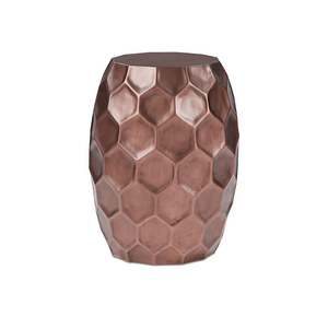 Copper Antique Metal Handmade Hammered Drum Accent <b>Table</b> with Hammered Design - Product Image 2