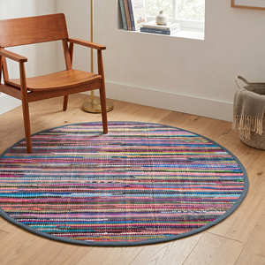 Tapis moderne réversible en coton recyclé 4' x 6' écologique antidérapant pour chambre d'enfant/berceau et usage domestique - Product Image 3