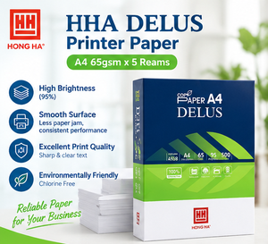 กระดาษปริ้นเตอร์ HONGHA Delus A4 65 ขนาด: 210x297 มม. ความขาว: 95% 65 แกรม x 5 รีม 500 แผ่น/รีม, 5 รีม/กล่อง - Product Image 3