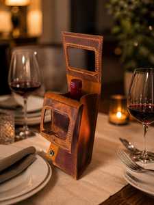 Premium Vintage Genuine Leather Wine <b>Holder</b> Custom Engraved Logo Single Bottle <b>Carrier</b> Luxury Picnic Wine Tote LEB-0088 - Product Image 6