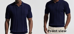 Camisas de Verano para Hombre, 100% Algodón, Manga Corta, Cuello en V, Tejido de Punto, Polos Casuales de Golf - Product Image 3
