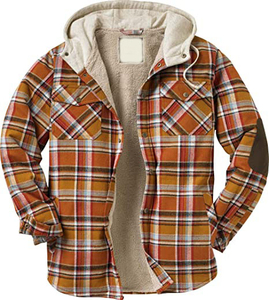 Chaqueta de Franela Personalizada al por Mayor para Hombre, de Invierno, de Alta Calidad, con Capucha, a Cuadros, de Algodón Cepillado, Resistente al Viento, Ecológica, Estilo Urbano - Product Image 1