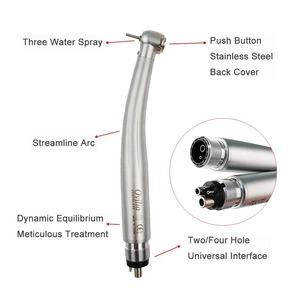 Turbina Dental LED de Alta Velocidad con Cabezal Estándar, Botón de Presión, Triple Spray de Agua, Generador de Aire y 2/4 Orificios, Herramienta Odontológica - Product Image 4