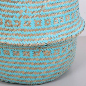 Wicker Belly Basket Handmade Woven Storage Basket Natural Seagrass Basket for Laundry Plant <b>Pot</b> Home Decor Use - Product Image 5