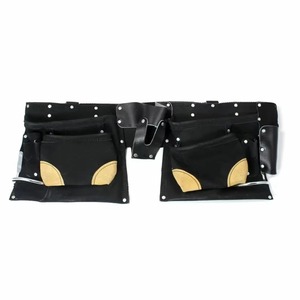 Black <b>Tool</b> <b>Belt</b> <b>Pouch</b> With Leather Reinforced Pockets And Adjustable Strap For Electricians Mechanics - Product Image 1