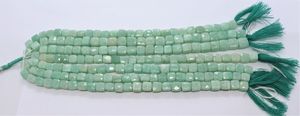 Perles en amazonite naturelle facettées en forme de cube, 6,5-7 mm, perles en cube 3D en amazonite, perles en forme de boîte de 8 pouces pour la création de bijoux - Product Image 2