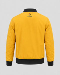 เสื้อแจ็คเก็ตบอมเบอร์สีเหลืองสำหรับผู้ชาย ยี่ห้อ FLY HUMBLE สีพื้น ซิปหน้า ปักโลโก้ สวมใส่สบายในฤดูหนาว กันลม ระบายอากาศได้ดี ราคาประหยัด - Product Image 2