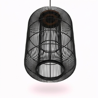 Lustre suspendu moderne en rotin noir écologique, lanterne cylindrique, lampe de plafond pour salon, hôtel, Bali