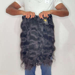 Extensiones de cabello liso virgen hindú Mink Raw, cabello humano indio virgen con cutícula alineada, proveedor de cabello indio con cutícula alineada - Product Image 1