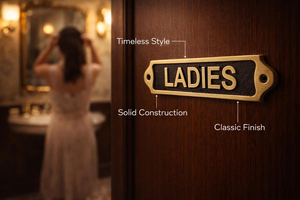 Vintage Brass Ladies Restroom Door Sign Decorative Metal Toilet <b>Name</b> <b>Plate</b> Wall Mounted Bathroom Hotel Office Washroom Sign - Product Image 3
