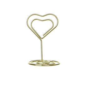 Metal Place <b>Card</b> Holder Multi-Event Usage & <b>Table</b> Numbers Gold Heart Shape Clip Metal Mini Place <b>Card</b> Photo Holder - Product Image 2
