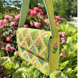 VANI TRAPANI Handmade Washable Rectangular Textile Handbag with Floral Embroidery Polyester Craft Design - Product Image 1