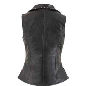 Chaleco de Cuero Genuino para Mujer VIBE SEWN, de Alta Calidad, Impermeable, Ecológico, Resistente al Viento, con Doble Botonadura, Cuello en V, Estilo Gótico - Product Image 2