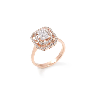 แหวนเพชรแท้ทรงกลม 0.60 กะรัต ประดับเพชรแบบคลัสเตอร์ ตัวเรือนทองคำกุหลาบ 14K |   เครื่องประดับอัญมณีชั้นดีสำหรับผู้หญิง ดีไซน์พิเศษสำหรับโอกาสหมั้น วันครบรอบ และสัญญา - Product Image 2