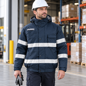 Chaqueta de Trabajo Reflectante Personalizada, Uniforme de Invierno para Construcción, Forro Polar, Mangas Acolchadas, Ropa de Trabajo para Exteriores - Product Image 6