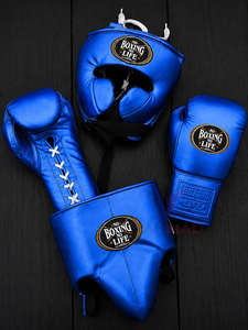 Ensemble de sparring personnalisé « No Boxing No Life » – Couleur blanche, haute qualité, protège-tête et protège-glandes en cuir véritable - Product Image 6