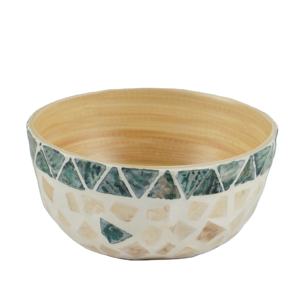 Bol à salade en bambou filé de haute qualité avec finition en laque brillante nacrée pour ustensiles de cuisine fabriqués au Vietnam - Product Image 1