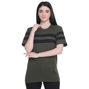 Camiseta para mujer, camisetas sencillas con estampado de color liso y cuello redondo, camiseta holgada a la moda de verano para mujer, ropa informal para mujer - Product Image 4