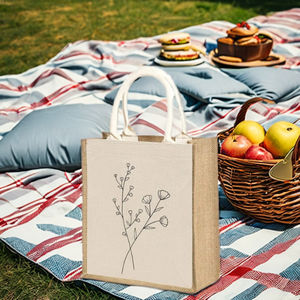 Bolsas de compras de diseño en colores puros con logotipo y diseño personalizados, hechas de yute 100% ecológico. - Product Image 6