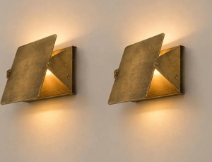 Pair Antique Patina Brass Art Deco <b>Wall</b> <b>Sconces</b> | Modern Geometric Handmade Luxury <b>Wall</b> Lighting for Bedroom Living Room Diwali - Product Image 4