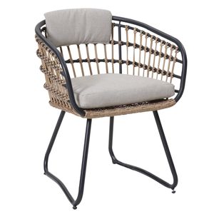 Set di 2 Sedie da Pranzo in Vimini per Esterni con Cuscini per Giardino, Patio, Bordo Piscina - Product Image 1