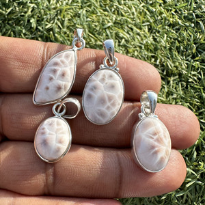 Collar con Colgante de Plata de Ley 925 con Larimar Rosa Natural y Thomsonita, Diseño Floral Único, Estilo Bohemio para Bodas, Venta al Por Mayor - Product Image 6