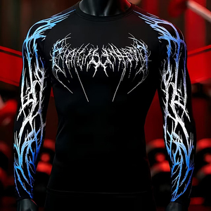 เสื้อรัดรูปแขนยาวสำหรับผู้ชาย ลายพิมพ์แบบ Heat-Transfer สำหรับกีฬา BJJ MMA และเล่นเซิร์ฟ ฤดูร้อน ผลิตจากโพลีเอสเตอร์ 100% - Product Image 5
