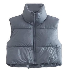 Chaleco Acolchado de Invierno para Mujer, Estilo Casual, de Algodón, Impermeable, Duradero, con Cuello Alto, Chaleco Acolchado Liso al por Mayor - Product Image 3