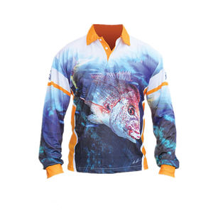 Chemise de pêche pour homme personnalisée, imprimée, UPF 50, coupe-vent, col en V, anti-transpiration, respirante, séchage rapide, tissu extensible pour la pêche - Product Image 2