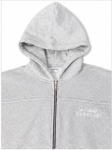 Ensemble de sweat-shirt à capuche gris pour homme, coupe classique, en coton French Terry, fermeture éclair, vêtements décontractés d'automne, design avec poche - Product Image 2