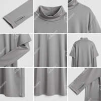 Camiseta Deportiva Moderna para Mujeres Musulmanas, UPF50+, Manga Larga, Hombros Caídos, Orificios para Pulgares, Ropa Deportiva Cómoda