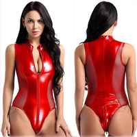 Lingerie sexy pour femmes, combinaison une pièce en cuir verni avec fermeture éclair, vêtements de jeu, vente en gros de bodys, tenues de club