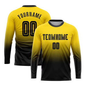2026 Custom Design Gradient Men's Color Soccer Jerseys Long Sleeve Crew <b>Neck</b> Fully Sublimated Athletic Fit Football Uniform Set - Product Image 2