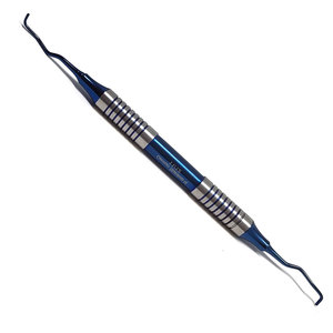 Curettes de Gracey 11/12 manuelles en acier inoxydable avec pointes en titane bleu et manche creux – Détartreurs parodontaux pour l'hygiène buccale - Product Image 1
